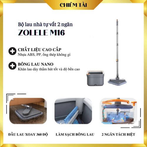 Bộ lau nhà tự vắt 2 ngăn zolele m16
