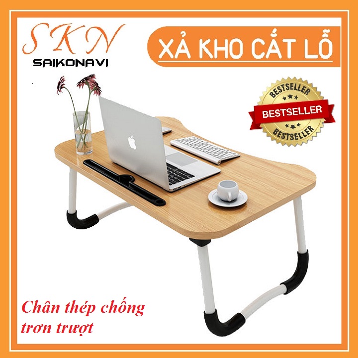 Folding study table compact has slot for iPad