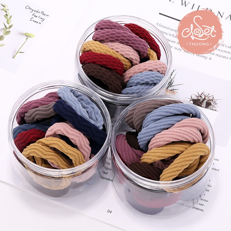 Set 10 Dây buộc tóc, chun buộc tóc, cột tóc phong cách Hàn Quốc nhiều màu DC01