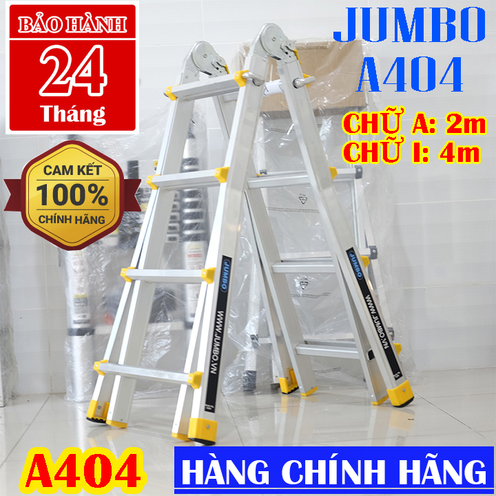 Thang nhôm gấp trượt JUMBO A404 - Chữ a 2m duỗi thẳng 4m