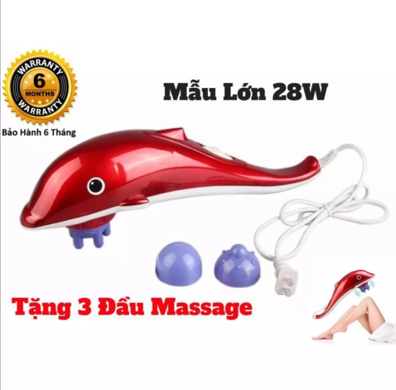 Máy massage, máy đấm lưng cá heo cầm tay loại lớn 3 đầu