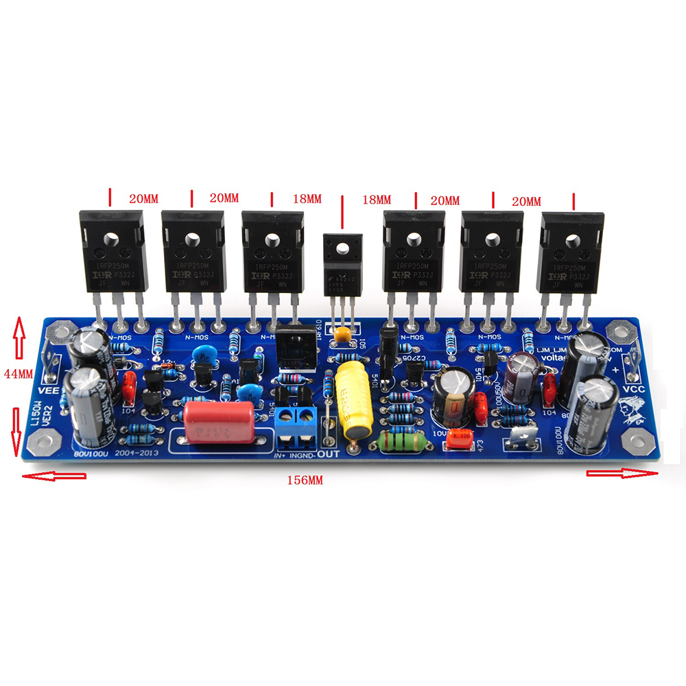 Lusya ljm l150w class ab dc - 45v 200w8r 400w 4r bảng mạch hoàn thiện bộ khuếch đại đơn âm 200w mosfet irfp250 fet.