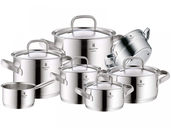 WMF Gourmet Plus 7-Piece / 5-Piece Induction Cooker Set, Stainless Steel Material, Good Heat Conductor, For All Types of Cookers, Made In Germany