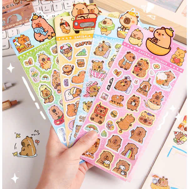 Sticker Capybara, Labubu, Sanrio Nhãn Dán Hoạt Hình