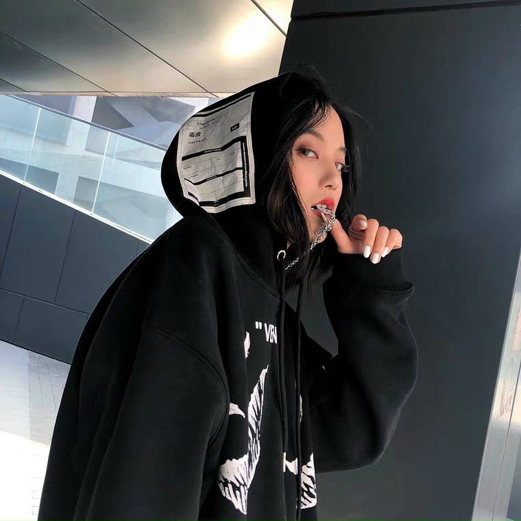 ÁO KHOÁC HOODEI NỮ FORM RỘNG LÓT BÔNG IN QUỶ SIÊU ĐỘC LẠI HIT HOP 2020