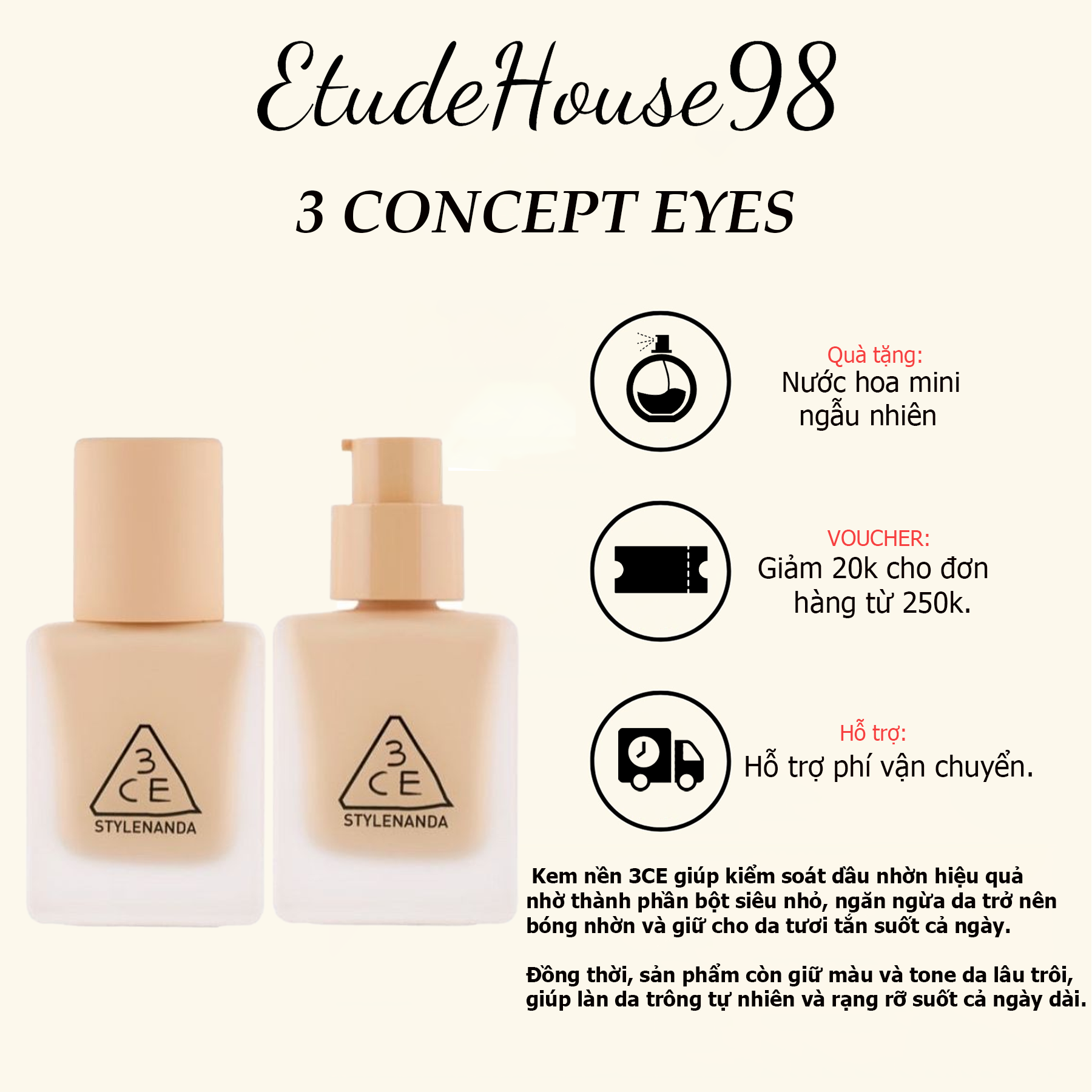 Kem Nền 3ce Velvet Fit Foundation 30g