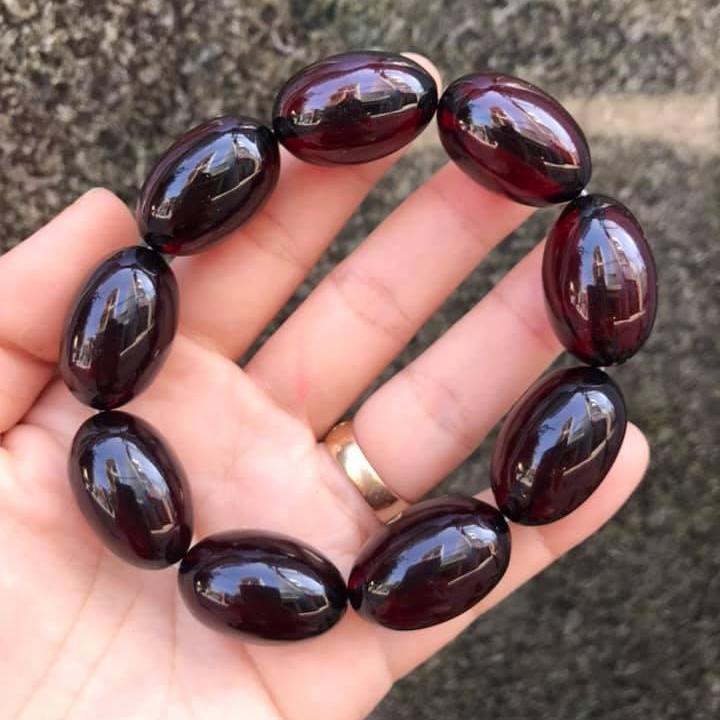 VÒNG TAY HỔ PHÁCH ĐỎ DẠNG  HẠT BẦU SIZE 16LY