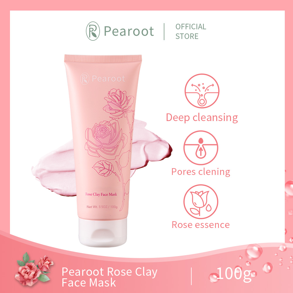 Pearoot Rose Clay Face Mask 100g Reduce Acne Blackheads Oil Control