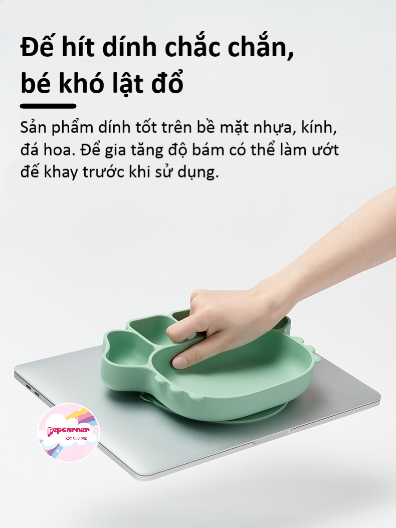 Khay ăn dặm silicon cao cấp có đế hít dính