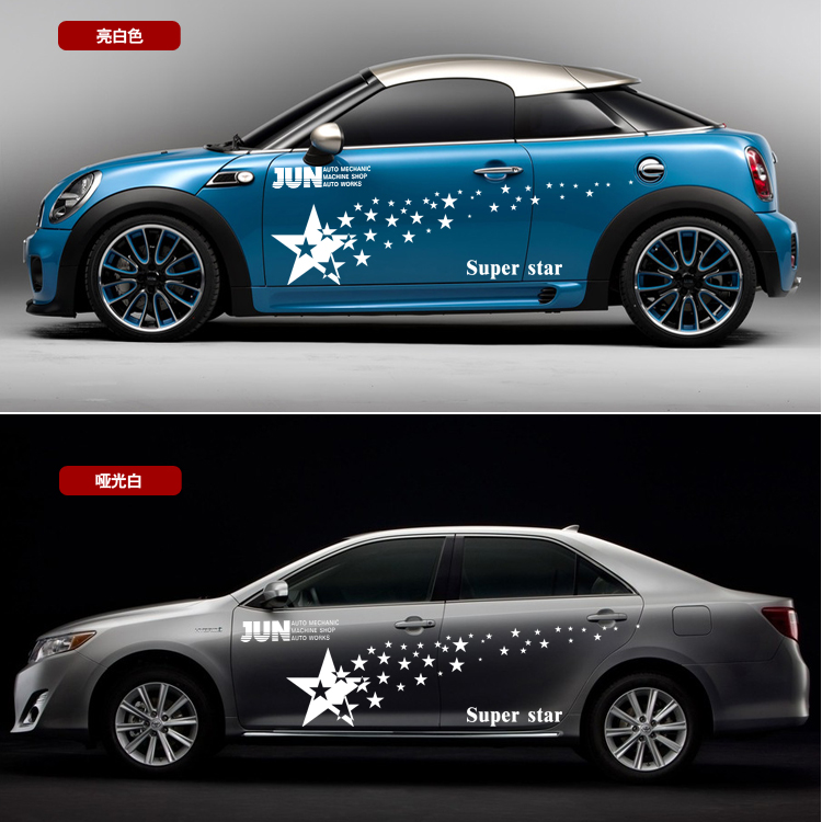 Tem decal ngôi sao dán sườn xe ô tô