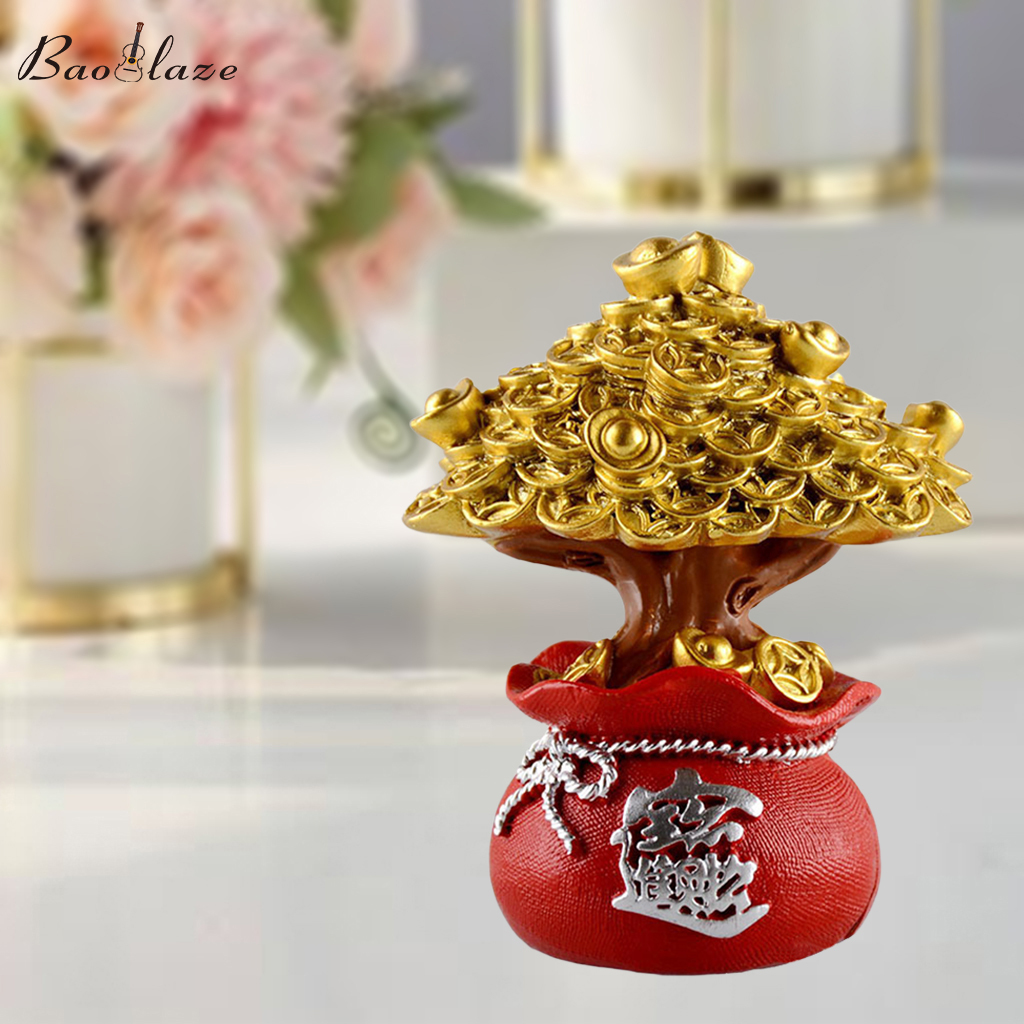 Baoblaze Money Tree Feng Shui Ornaments Table Top Lucky Tree Home Office Decor