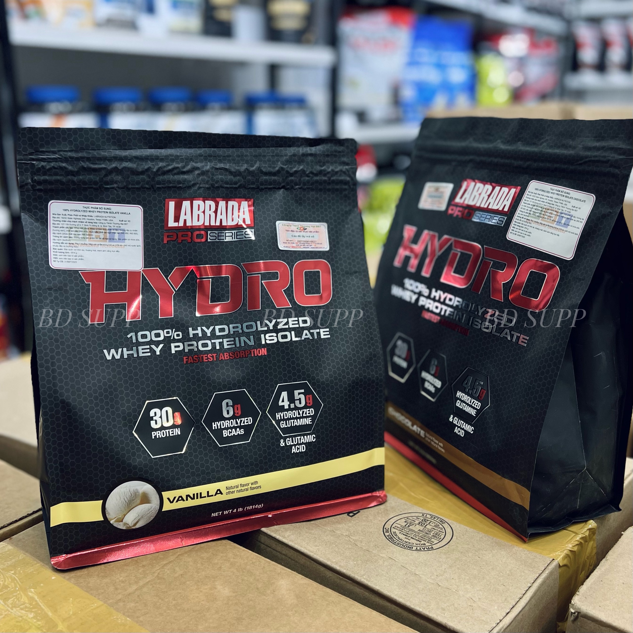 Labrada Whey HYDRO (1.8kg) 100% Whey Protein Hydrolyzed Isolate, 30g Protein, 6g BCAA, 4.5g Glutamine, Công Ty BBT Phân Phối