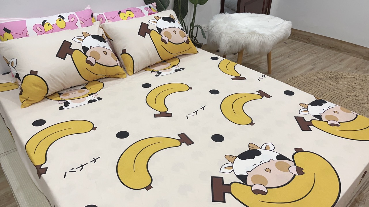 Set Ga Gối Mẫu Bò Sữa Chuối Mã P53