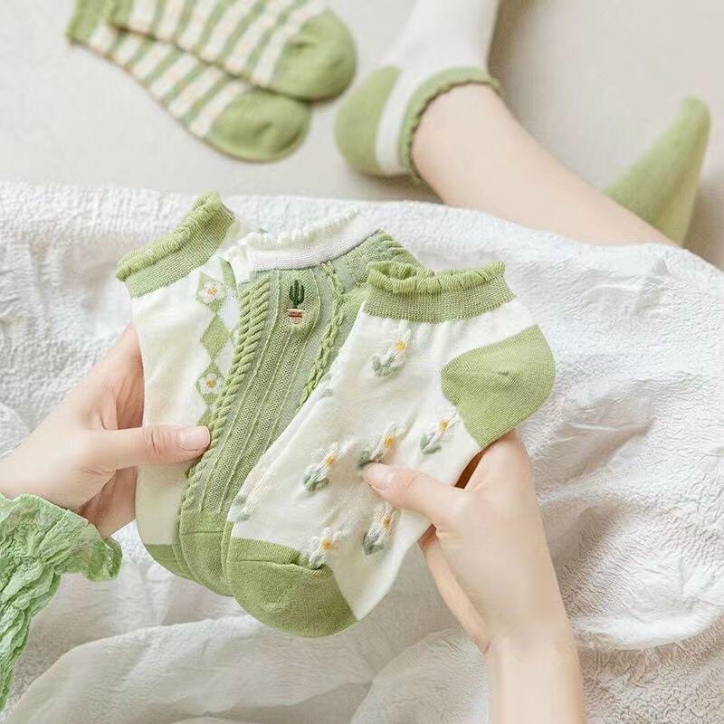 [HCM][Tất Nữ Cổ Ngắn] 5 Đôi Vớ Nữ Cổ Ngắn Style Hàn Quốc