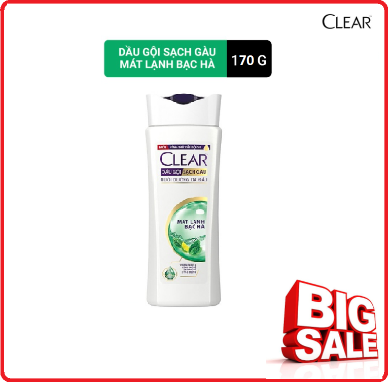 Dầu Gội CLEAR Mát Lạnh Bạc Hà Chai 170g