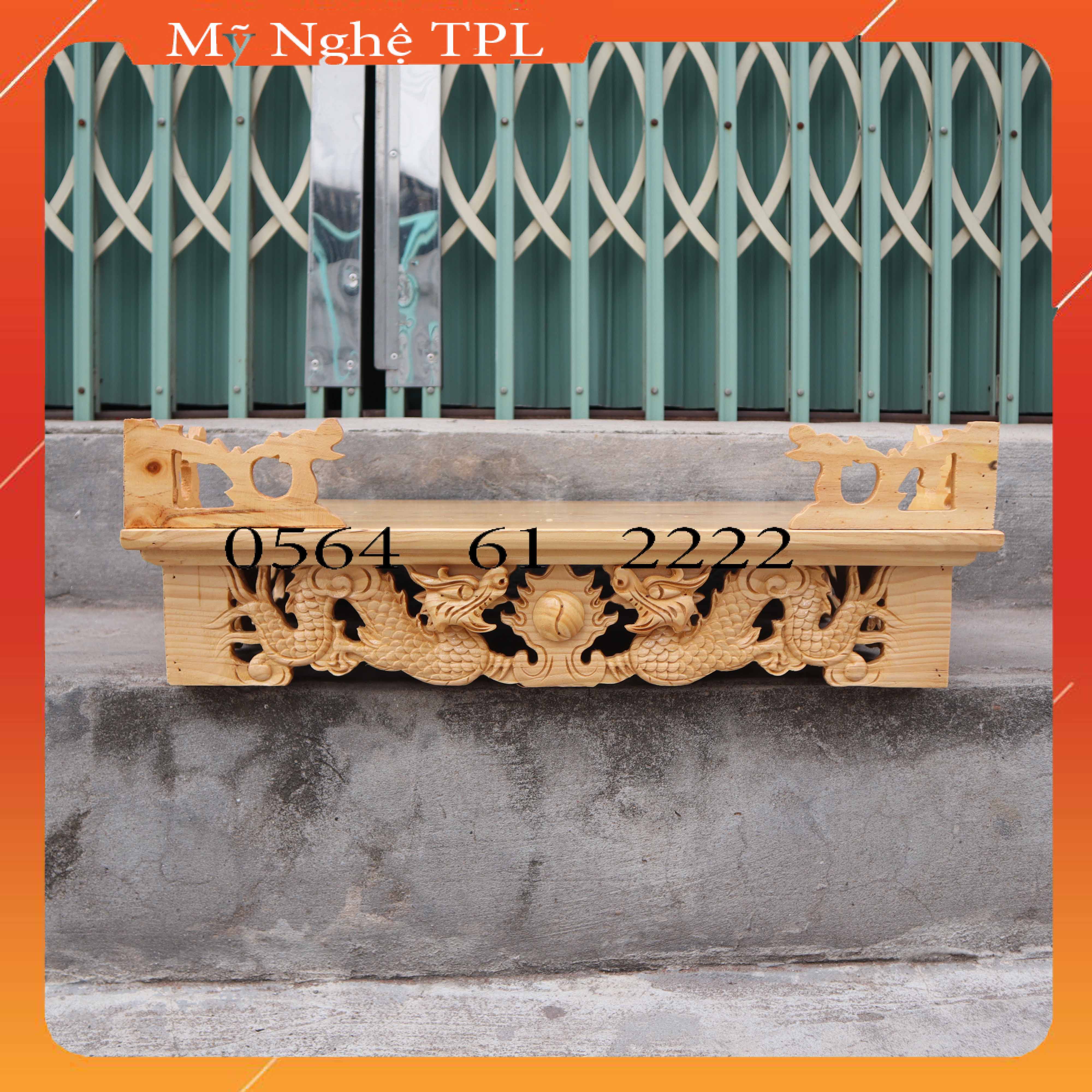 Bàn thờ treo tường gia đình song long gỗ pơ mu giá rẻ