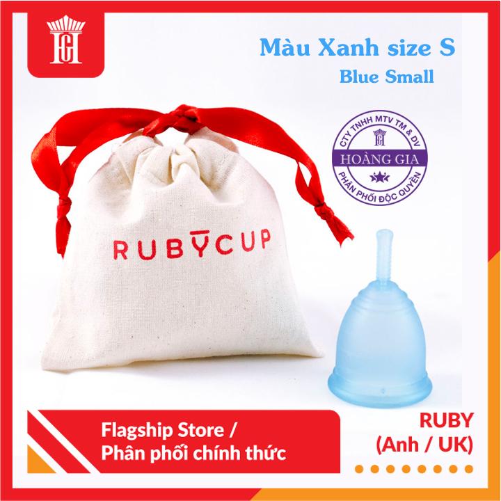 Cốc nguyệt san Ruby cup, màu Xanh size nhỏ Small (Hàng chính hãng, thương hiệu Anh) - RubyCup Menstrual Cup (Blue, size Small).