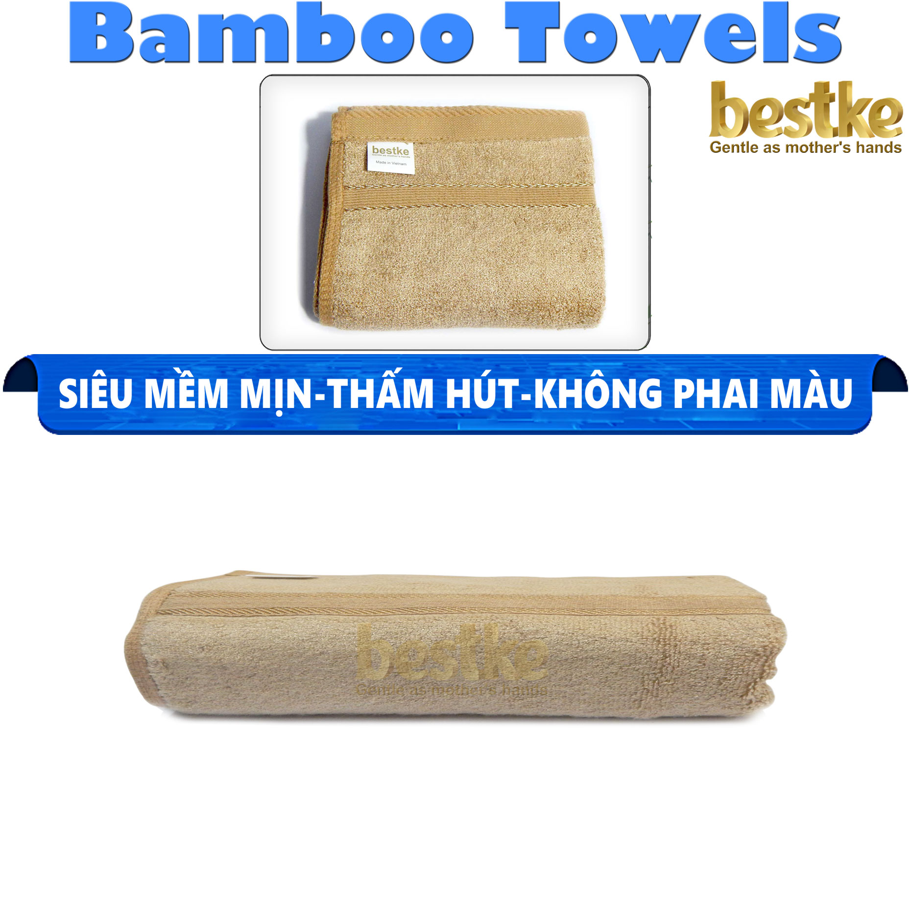 khăn cho bé , khăn sợi tre , Khăn gội bamboo bestke , size 75 35cm