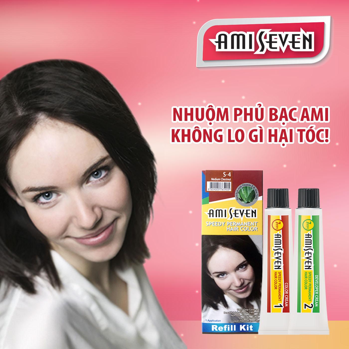 Nhuộm phủ bạc dược thảo Ami Seven Speedy Permanent Hair Colornhanh 7 phút
