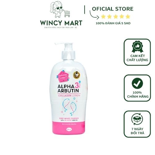 Sữa Dưỡng Thể Trắng Da Alpha Arbutin Collagen Lotion 3 Plus Thái Lan 500ml