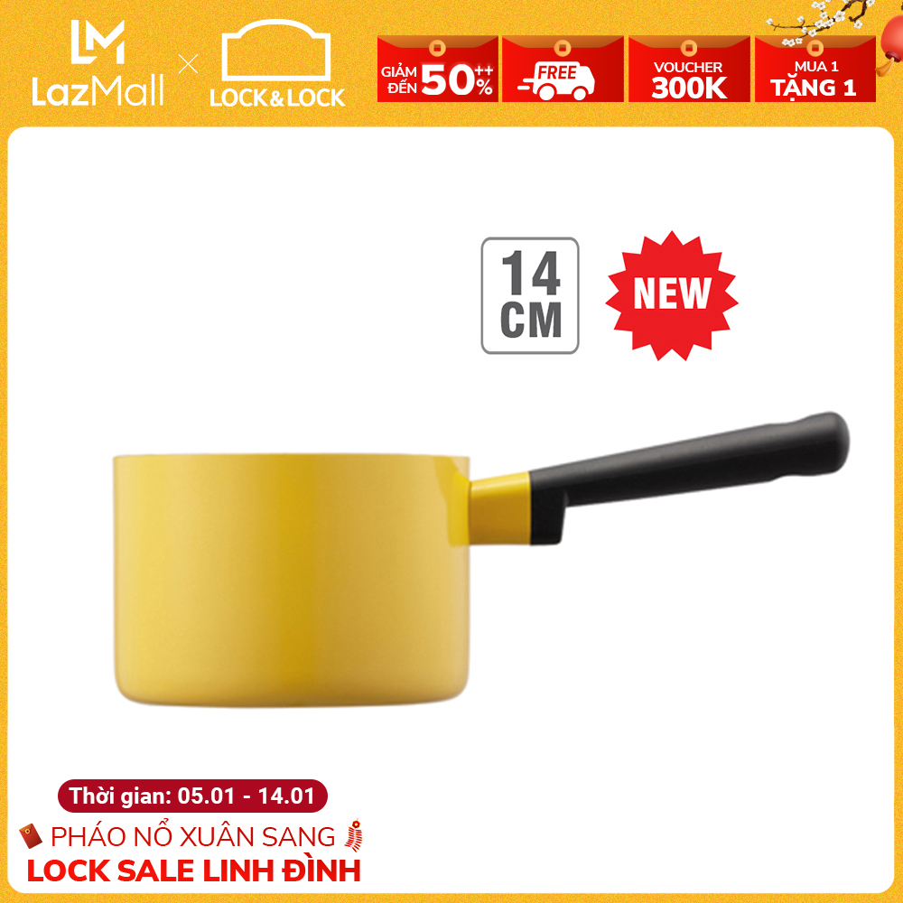 BÁO GIÁ Mua Nồi Lock | Shopee Lazada Sendo Tiki mới nhất 74 LDE1142 - Nồi Lock&Lock Decore Milk 1 tay cầm 14CM - màu vàng