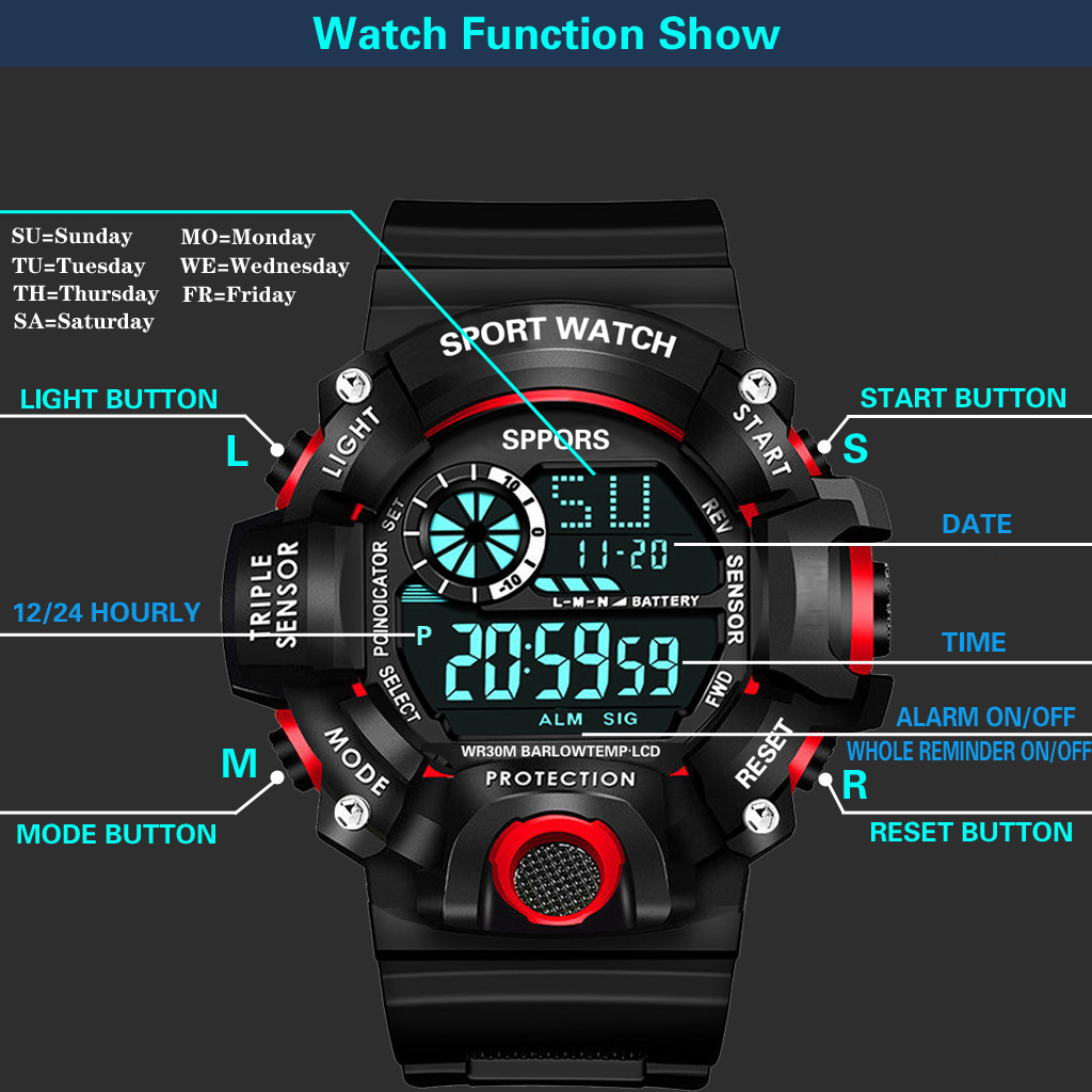 Đồng hồ điện tử nam nữ Sport Watchh S013 mẫu mới - mixline