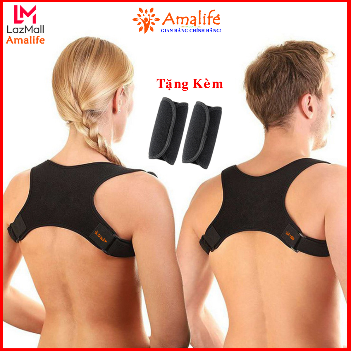Đai Chống Gù Lưng Người Lớn, Đai Chống Gù Lưng Cho Nam Và Nữ - Thương Hiệu Amalife Tặng Kèm 2 Đệm Lót Vai Cao Cấp