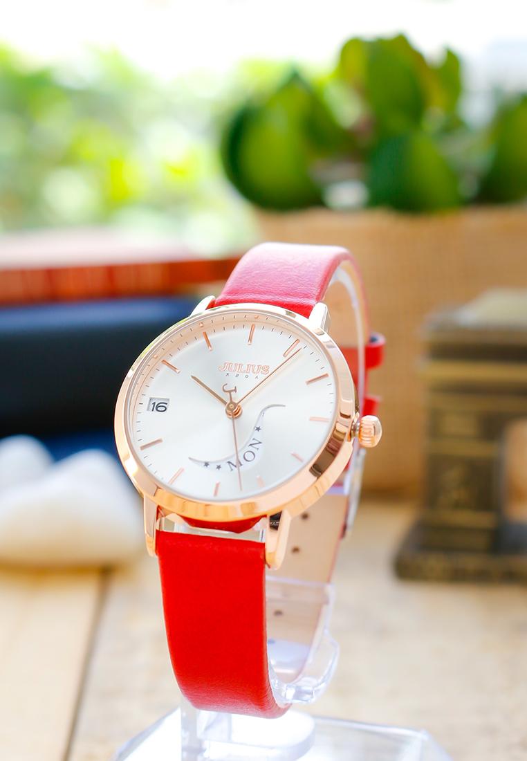 Đồng Hồ Nữ Julius Hàn Quốc Dây Da JA-1076 (Đỏ)
