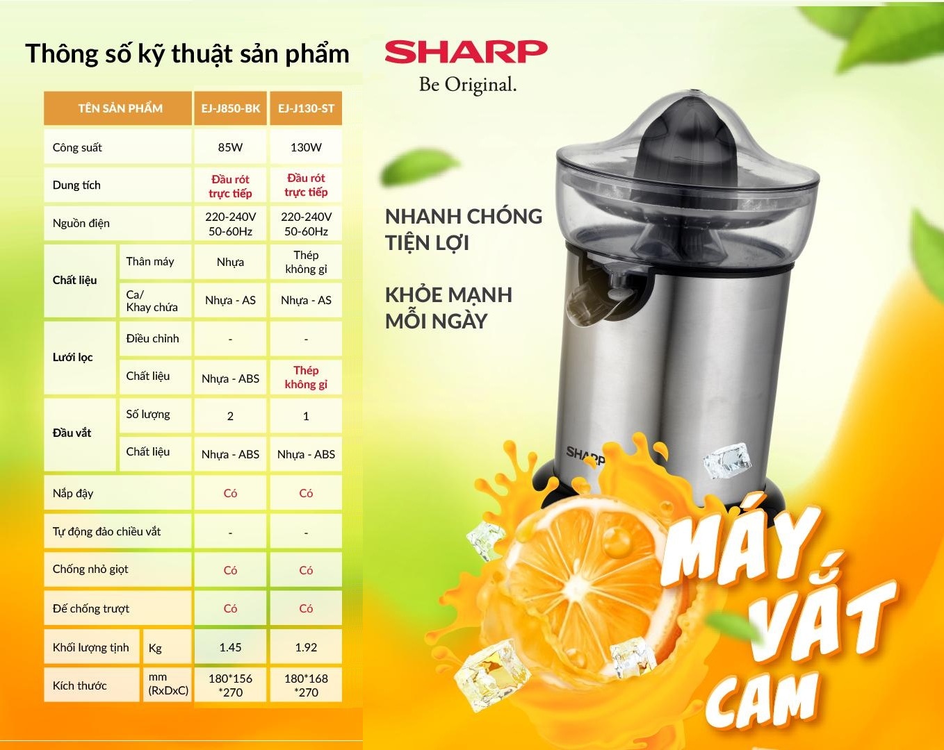 Máy Vắt Cam SHARP EJ-J850-BK
