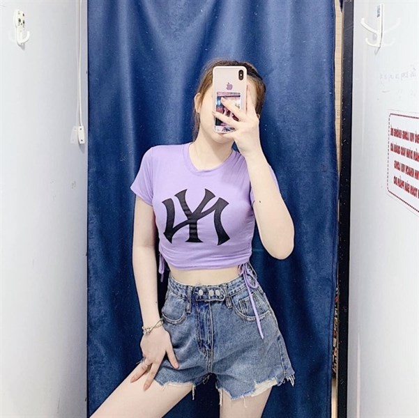 [HCM]Áo Thun Croptop Ôm Body In NY Năng Động Cá Tính