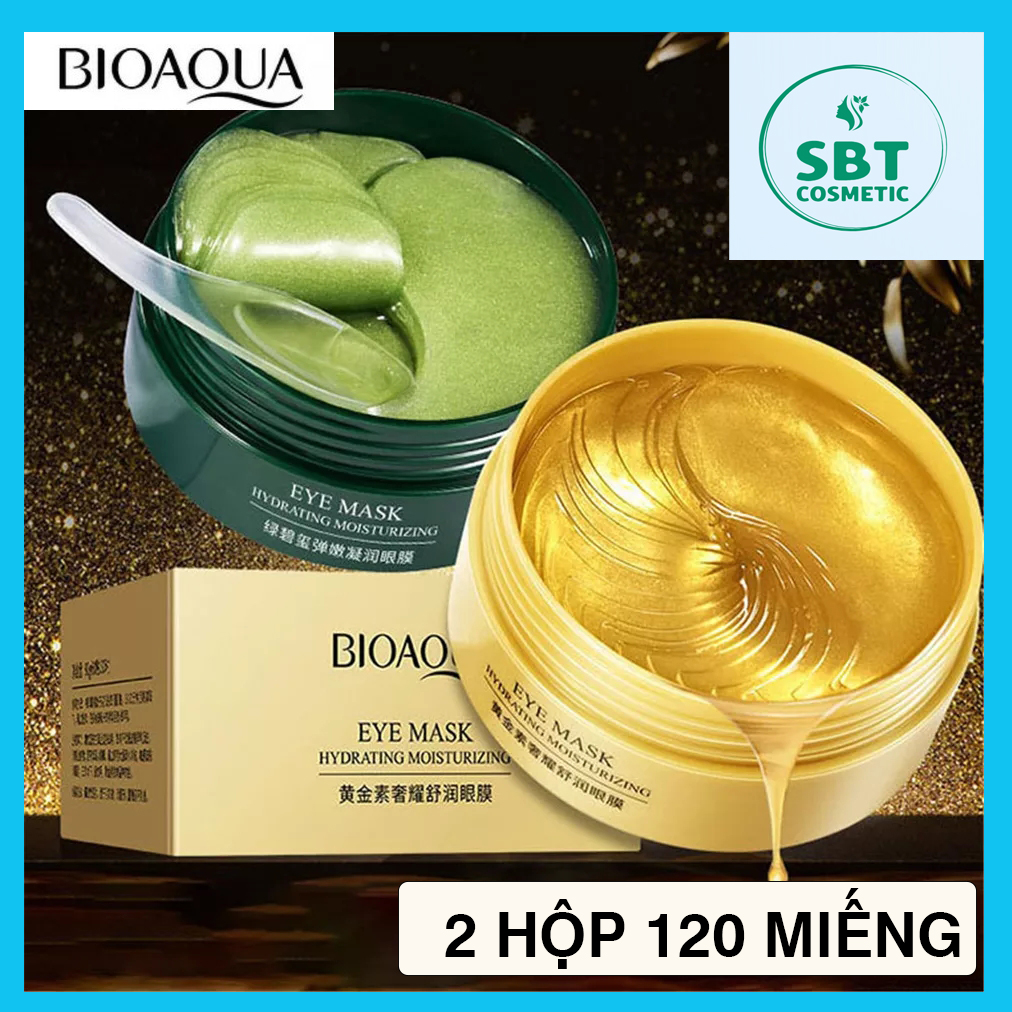 [COMBO 2 HỘP] Gồm 120 Miếng Mặt Nạ Mắt Bioaqua Xanh+Vàng-Xóa Tan Quầng Thâm, Nếp Nhăn, Chống Lão Hóa, Mắt Đẹp
