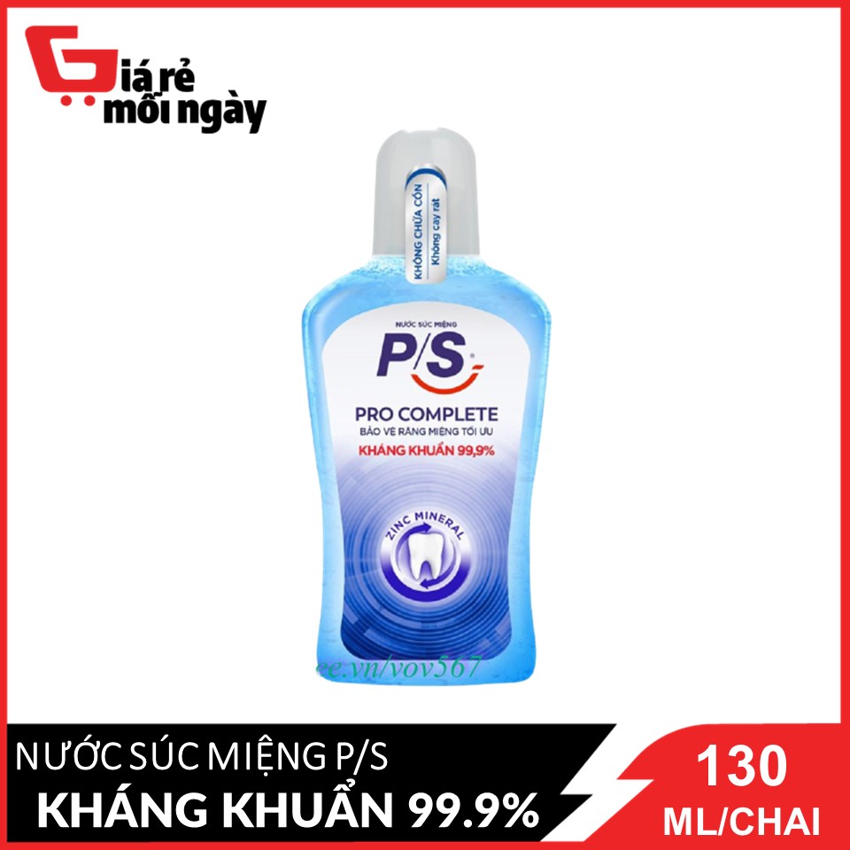 Nước súc miệng P/S Pro Complete kháng khuẩn 99.9% size 130ml