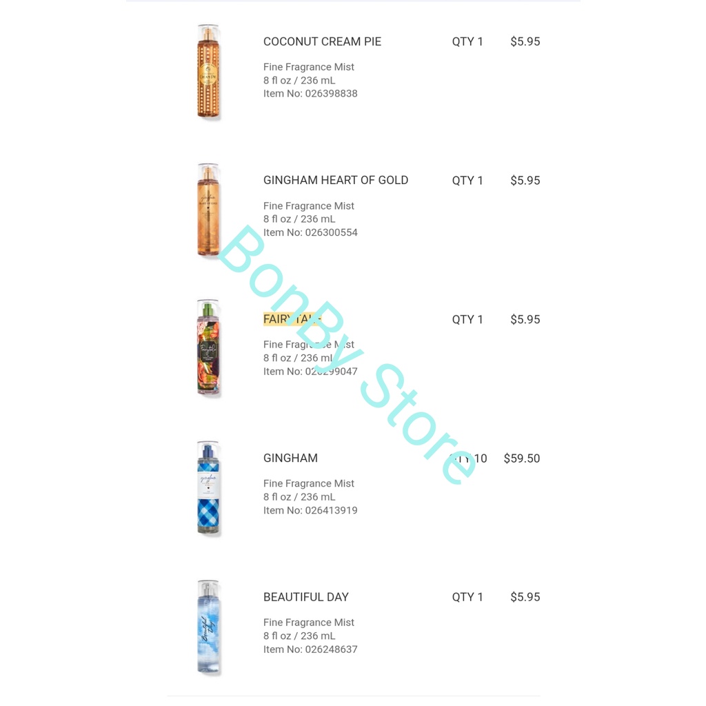 (Bill US) Xịt thơm Body - Body mist Bath and Body Works 236ml