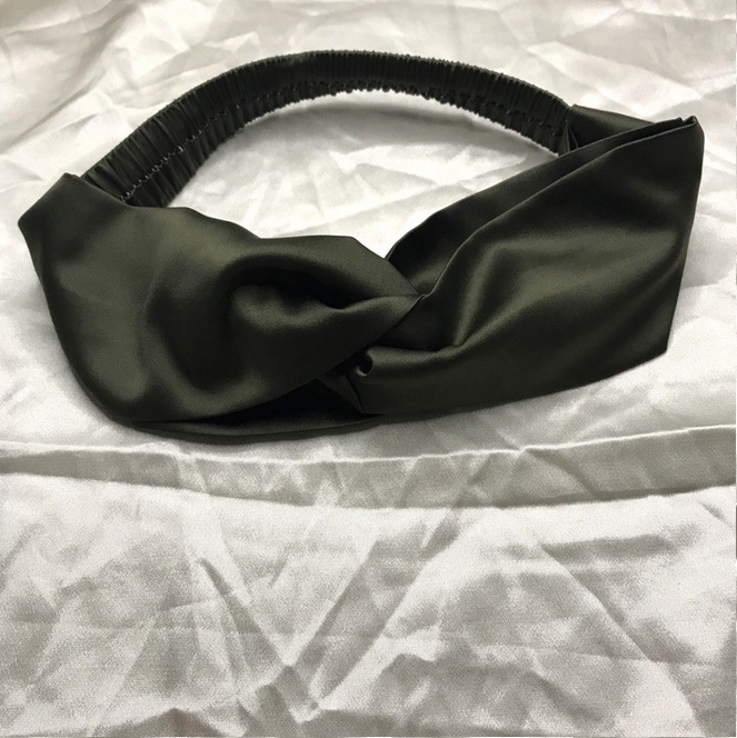 Băng đô Turban vải lụa trơn phi bóng thời trang tạo kiểu tóc