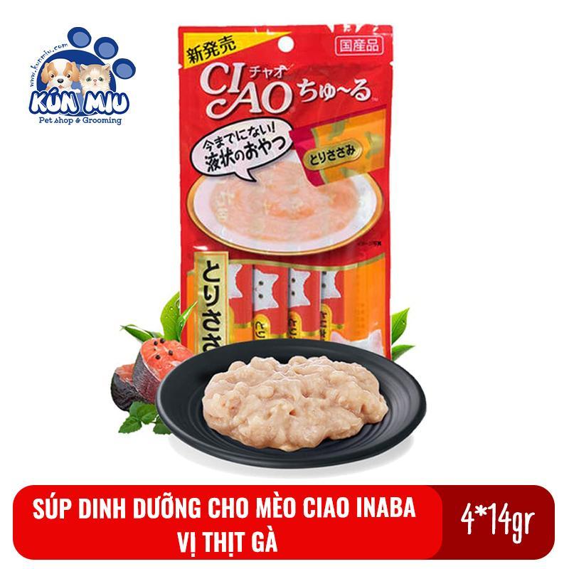 Súp Dinh Dưỡng, Bánh Thưởng Cho Mèo Inaba Ciao Churu Gói 4 Tuýp * 14G Vị Thịt Gà Sc73
