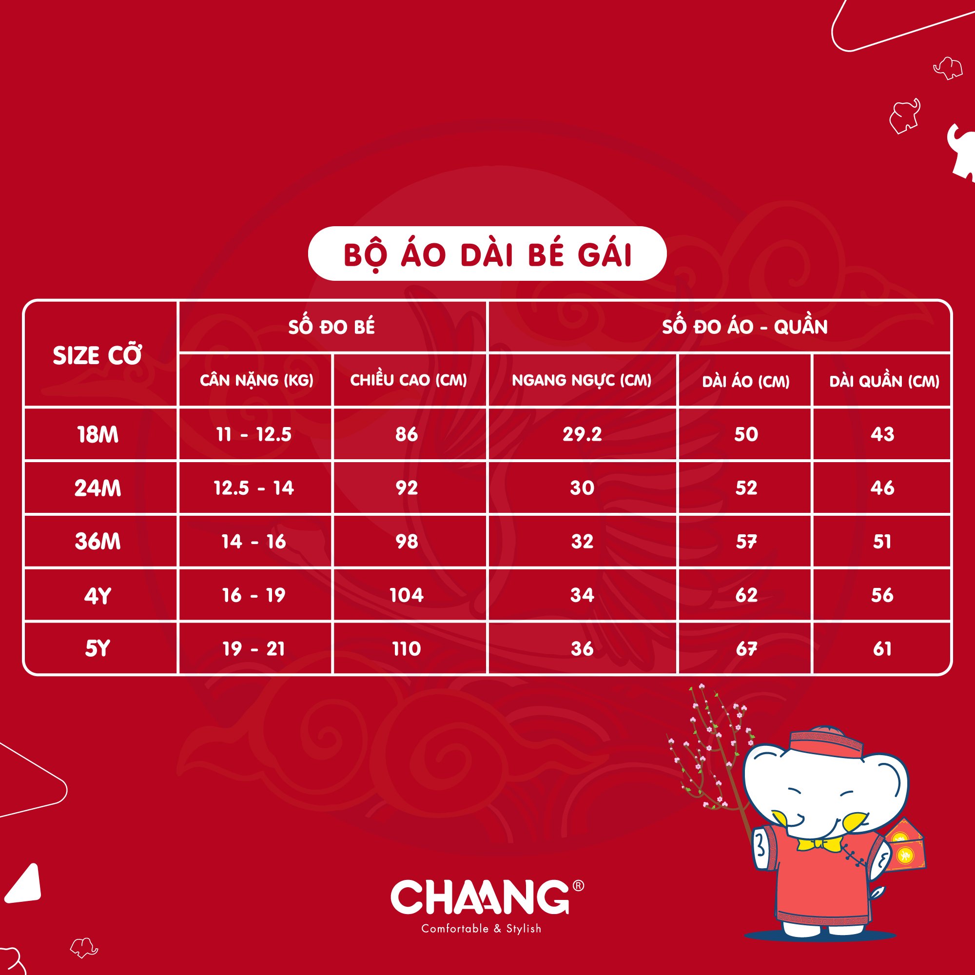 [CHAANG] Bộ áo dài bé gái Chaang hồng