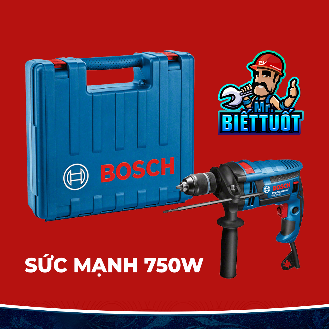 Máy khoan động lực Bosch GSB 16 RE 750W (Xanh đen)