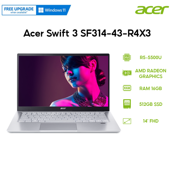 Laptop Acer Swift 3 SF314-43-R4X3 R5-5500U | 16GB | 512GB | AMD Radeon Graphics | 14 FHD | Win 11