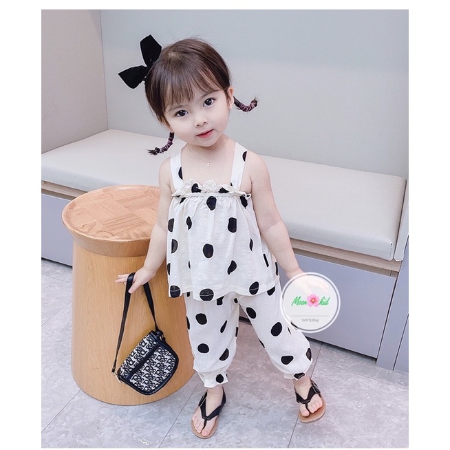 Bộ Chấm Bi Dây Chéo Lưng Cho Bé Gái