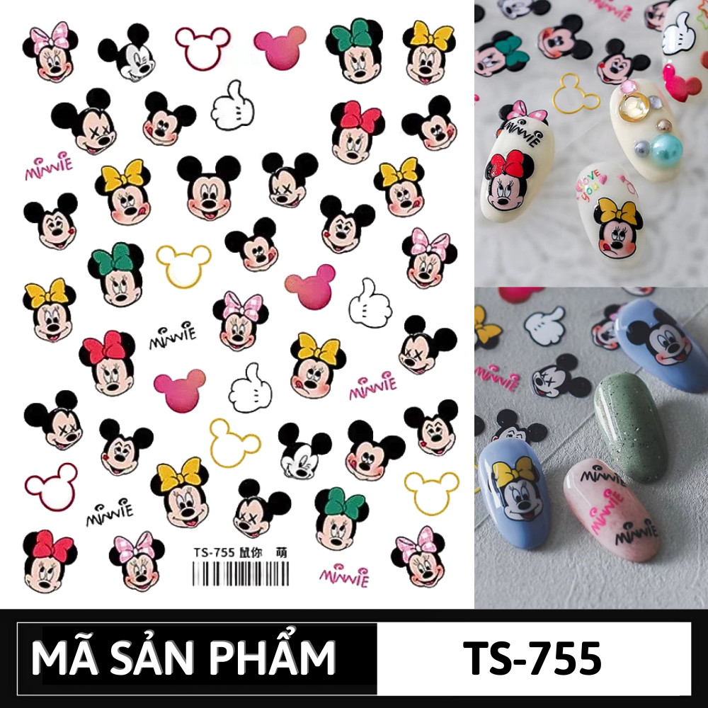 Sticker dán móng nail lụa hoạt hình 5D