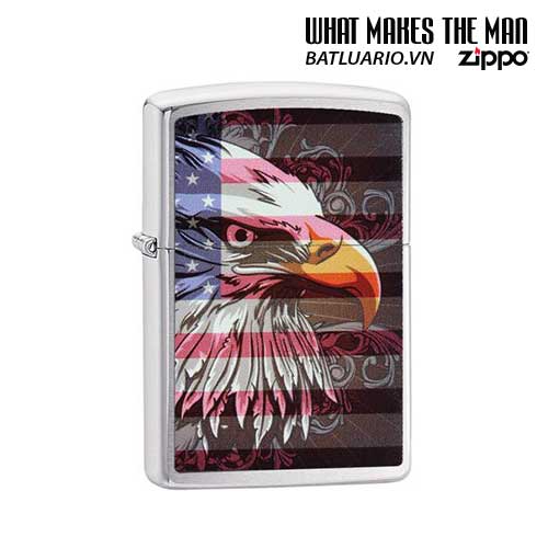 Zippo 28652 - Zippo Eagle Flag Brushed Chrome