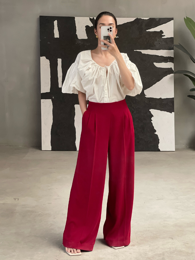 COCO SIN - Quần Đỏ Ống Rộng