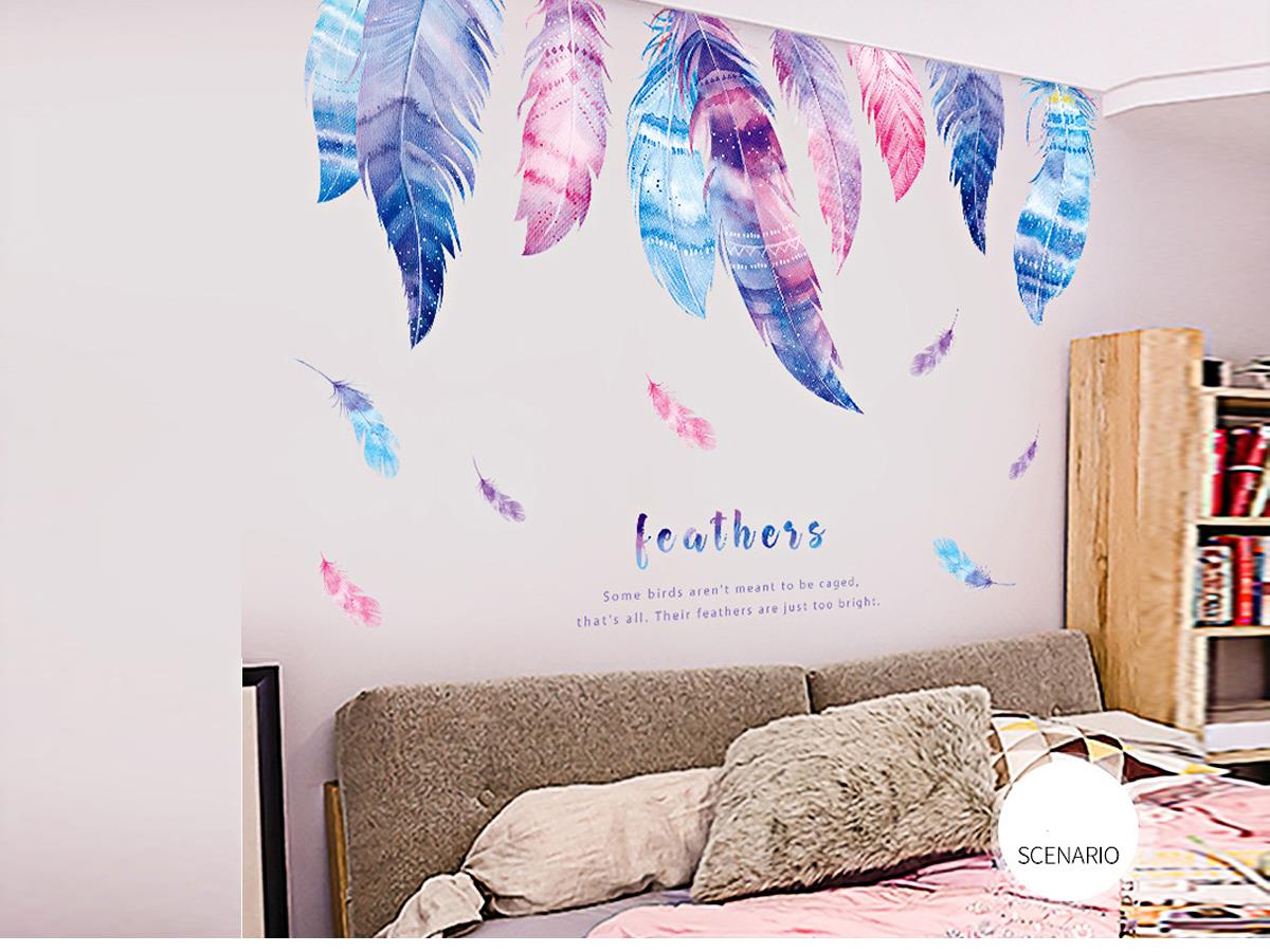[HCM]DECAL DÁN TƯỜNG LÔNG VŨ ĐỦ MÀU 2