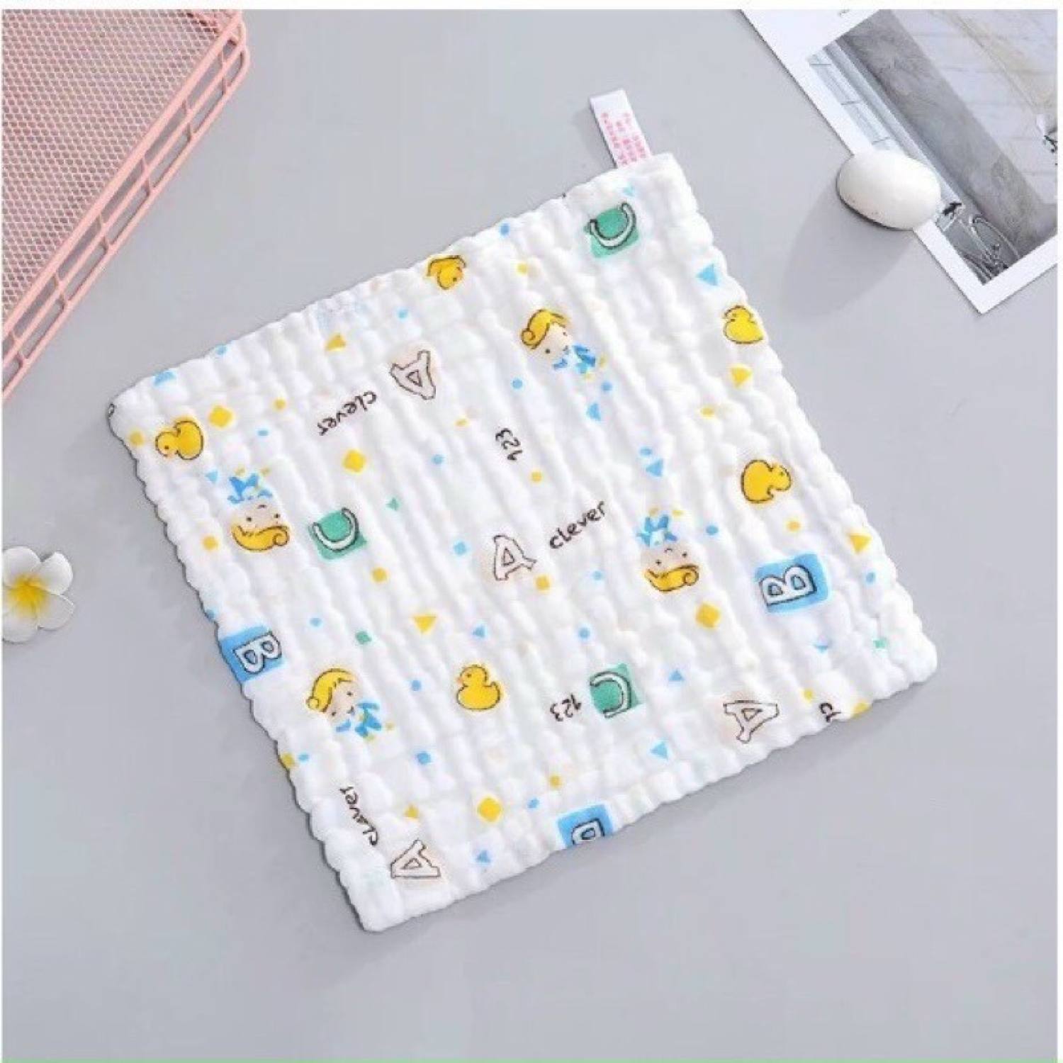 Set 5 Khăn sữa sợi tre Boona túi lưới mềm mịn cho bé trai bé gái