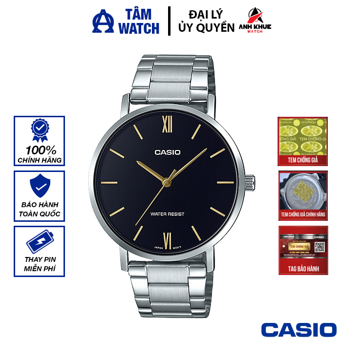 Đồng hồ nam dây kim loại Casio Standard chính hãng Anh Khuê MTP-VT01 Series (40mm)