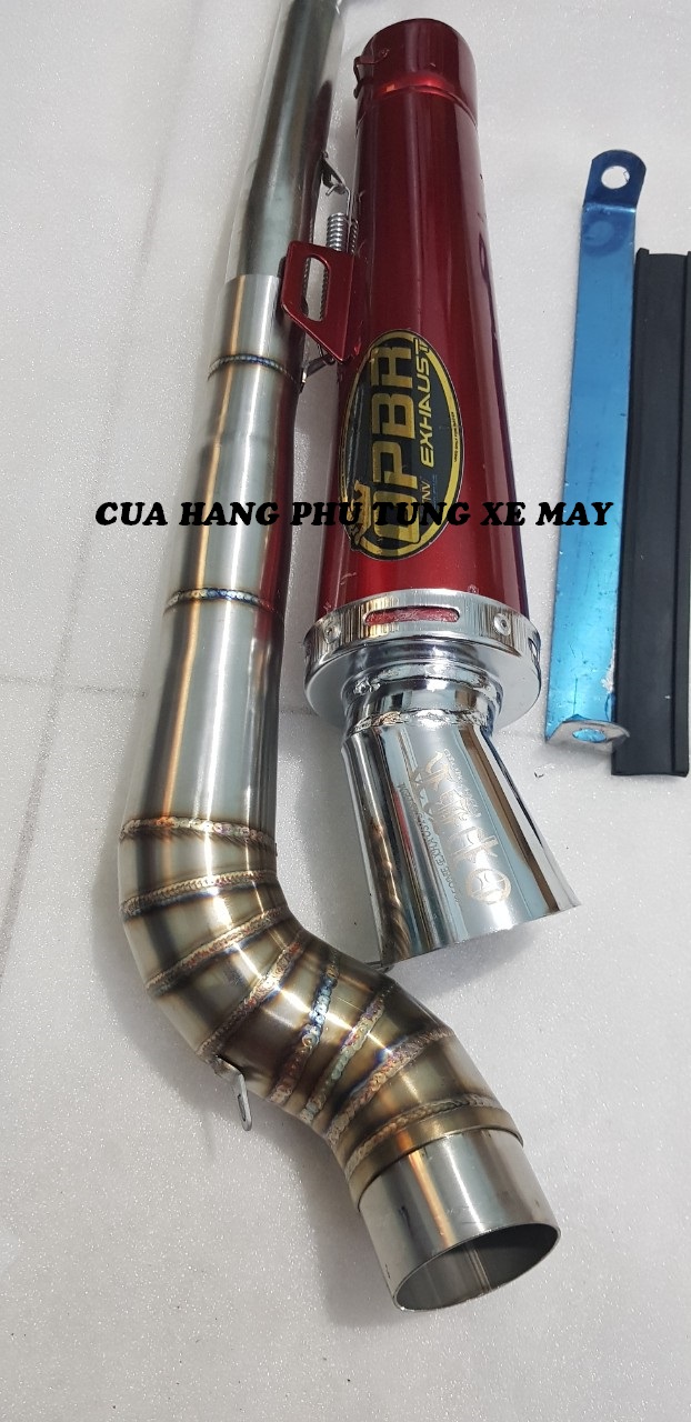 Pô Orbr màu đỏ gắn xe Dream, Wave, Sirius, Cub ( kèm cổ 2 khúc inox 304 xịn + pát treo + lò xo )