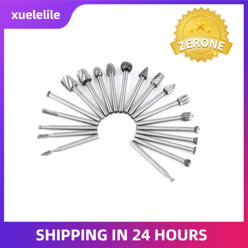 20pcs Single Cut Rotary Burr High Speed Steel Burrs Rotary Files Woodworking Carving Tool Set 1/8inch Shank