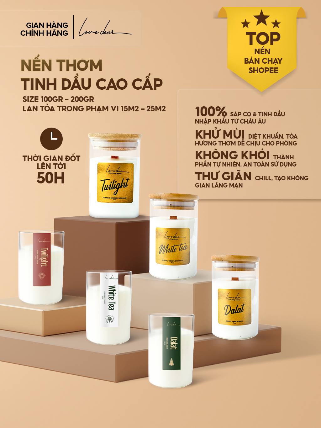 Nến Thơm Tinh Dầu Cao Cấp LoveDear- Make A Wish 200g