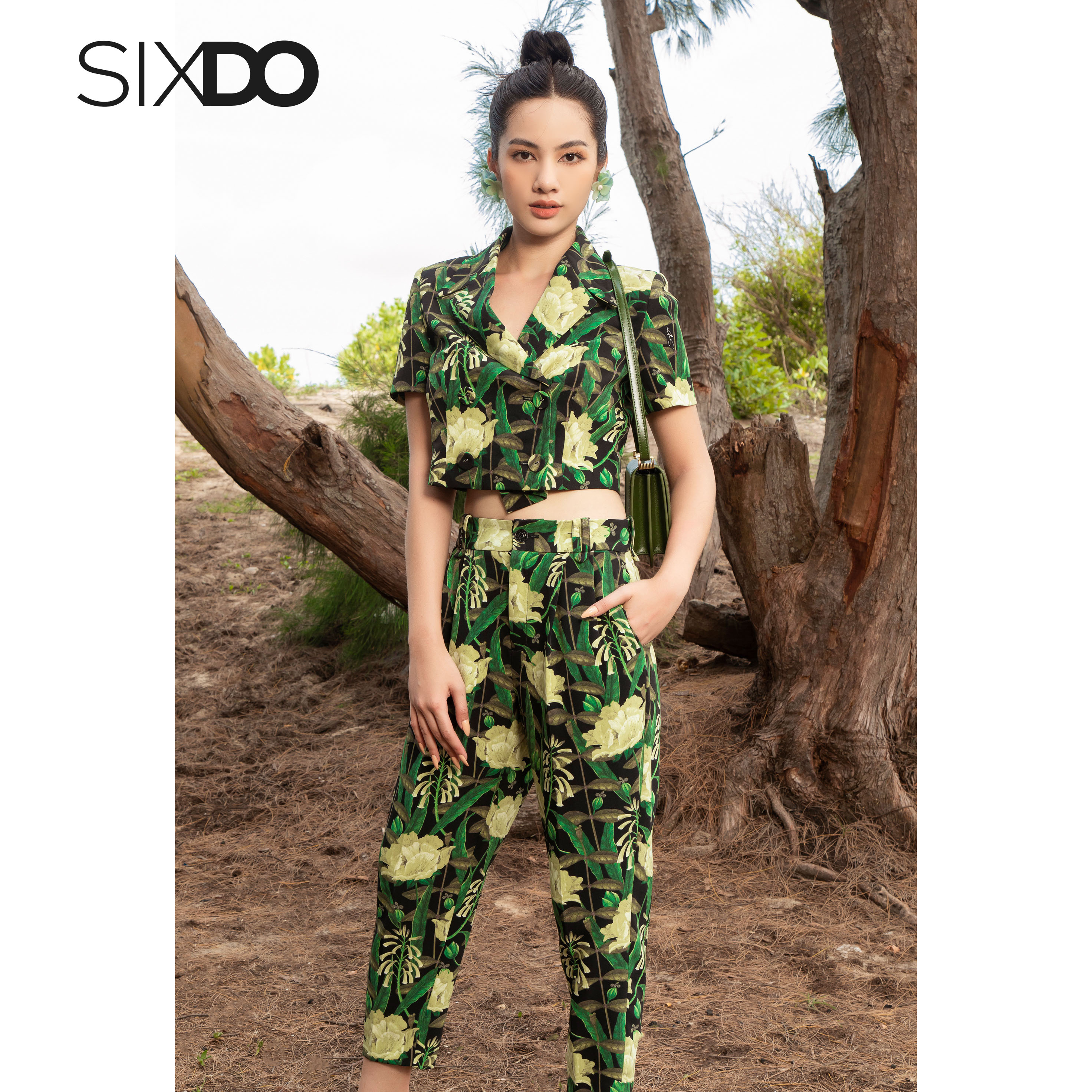 Quần âu nữ họa tiết hoa leo SIXDO (Black Vines Pants)