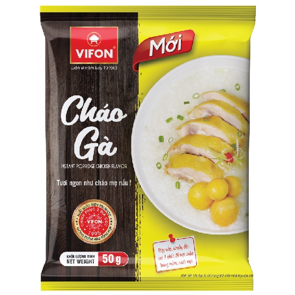 (tặng kèm 1 gói) Thùng 50 Cháo Thịt Bằm/Gà/Cá VIFON (50gr / Gói)